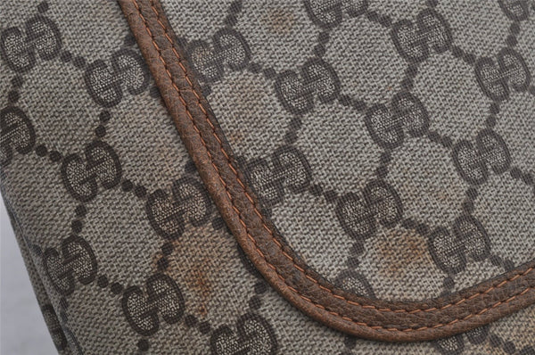 Authentic GUCCI Web Sherry Line Shoulder Tote Bag GG PVC Leather Brown 6604J