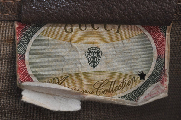 Authentic GUCCI Web Sherry Line Shoulder Tote Bag GG PVC Leather Brown 6604J