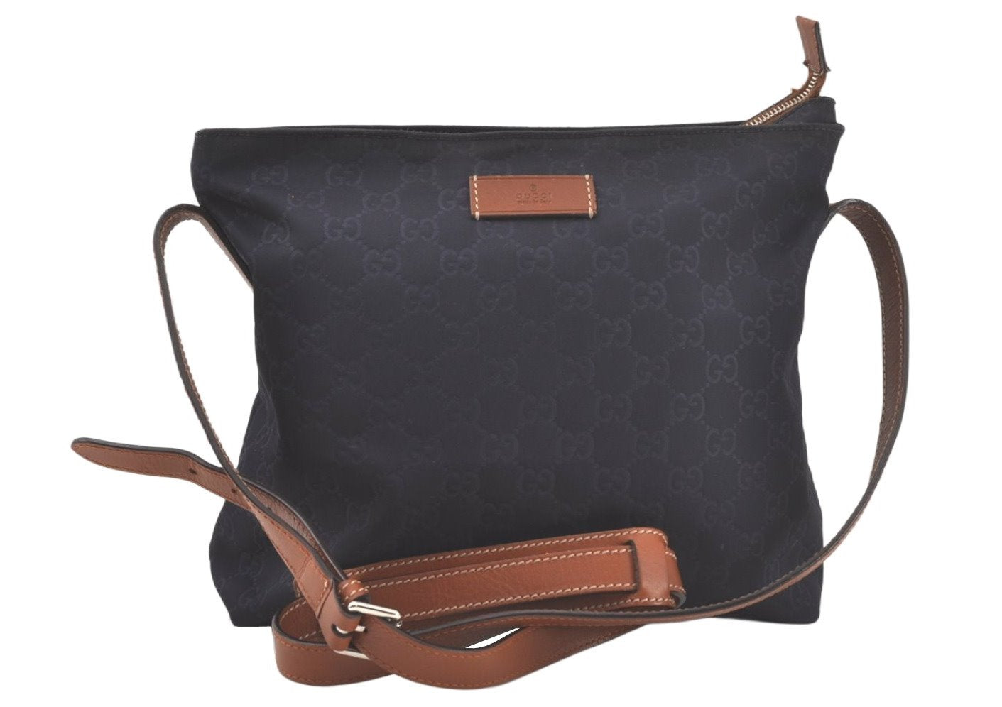 Authentic GUCCI Shoulder Cross Body Bag GG Nylon Leather 314529 Navy Blue  6604K