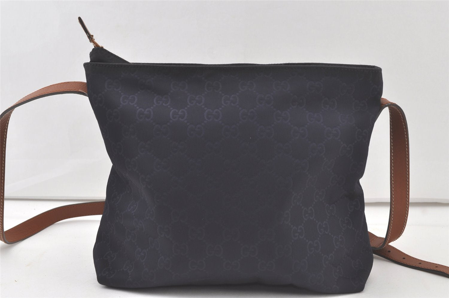 Authentic GUCCI Shoulder Cross Body Bag GG Nylon Leather 314529 Navy Blue  6604K