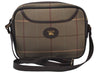 Authentic Burberrys Check Shoulder Cross Bag Canvas Leather Khaki Green 6605J