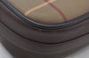 Authentic Burberrys Check Shoulder Cross Bag Canvas Leather Khaki Green 6605J