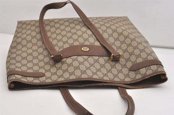 Authentic GUCCI Vintage Shoulder Tote Bag GG PVC Leather Brown Junk 6606J