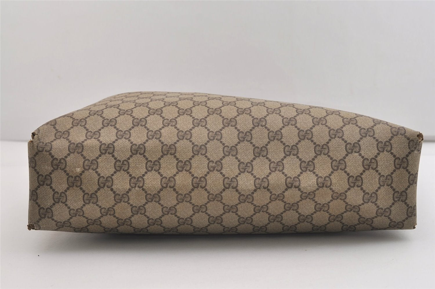 Authentic GUCCI Vintage Shoulder Tote Bag GG PVC Leather Brown Junk 6606J