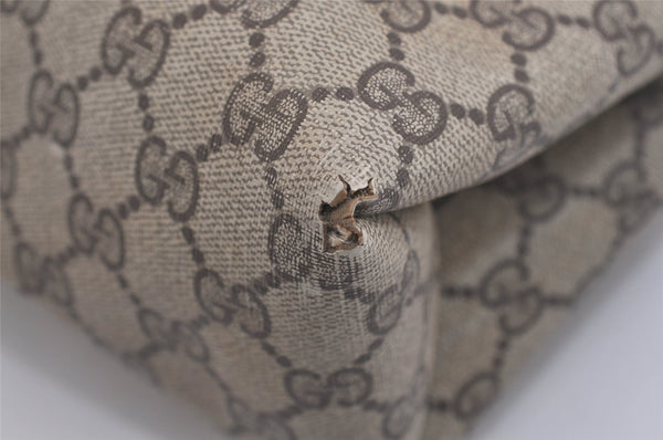 Authentic GUCCI Vintage Shoulder Tote Bag GG PVC Leather Brown Junk 6606J