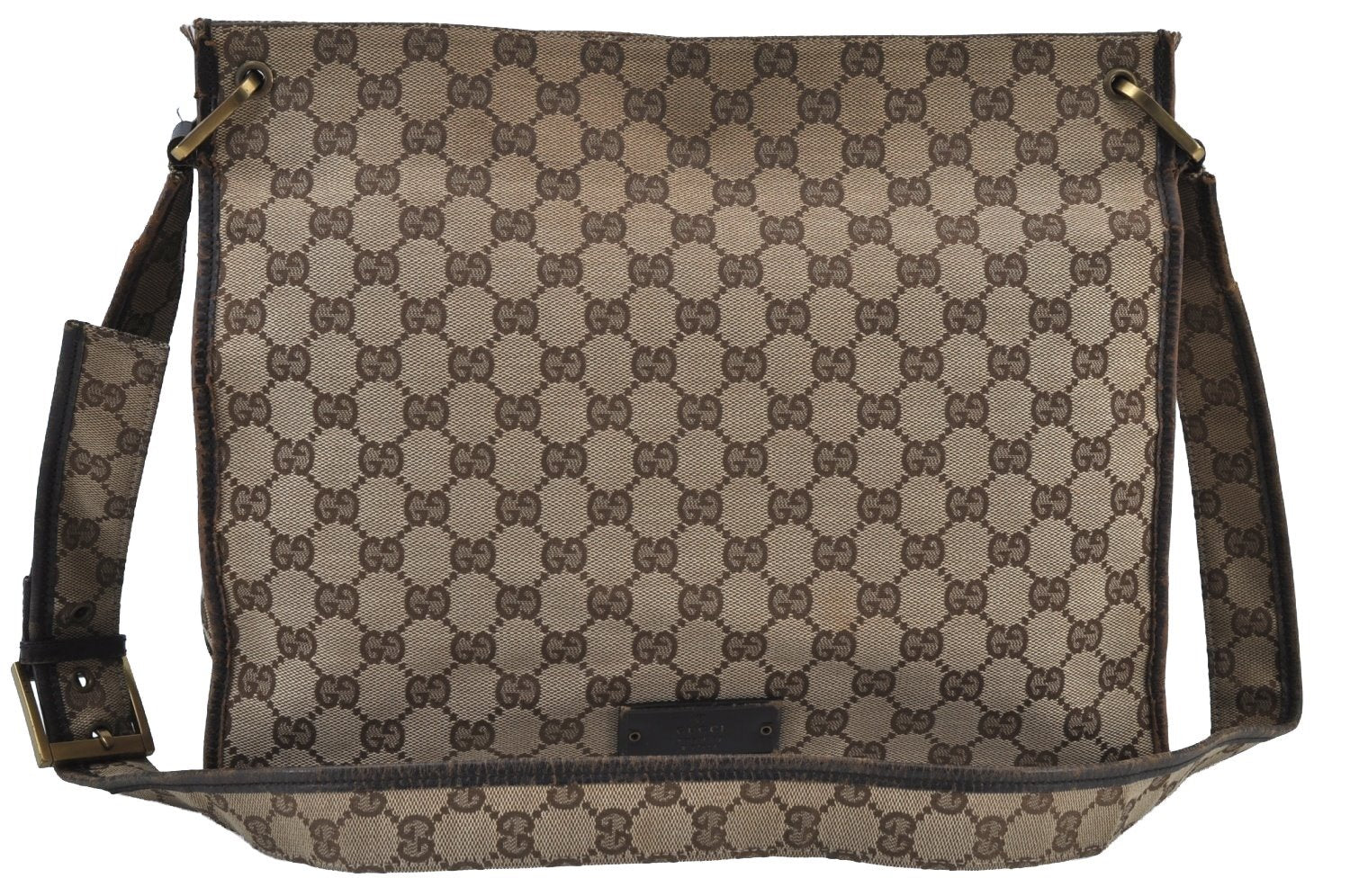 Authentic GUCCI Shoulder Cross Body Bag GG Canvas Leather 90656 Brown 6607J