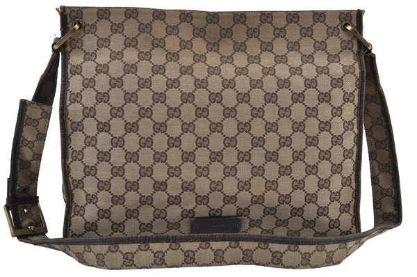 Authentic GUCCI Shoulder Cross Body Bag GG Canvas Leather 90656 Brown 6607J