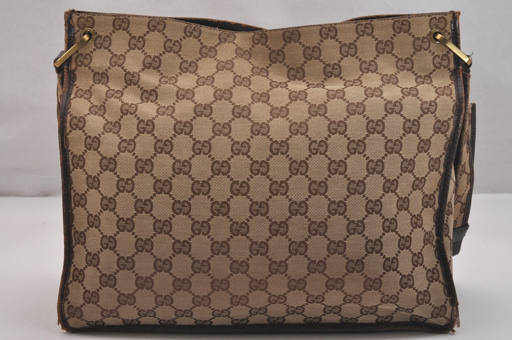 Authentic GUCCI Shoulder Cross Body Bag GG Canvas Leather 90656 Brown 6607J