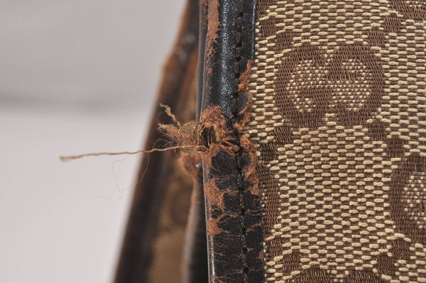 Authentic GUCCI Shoulder Cross Body Bag GG Canvas Leather 90656 Brown 6607J