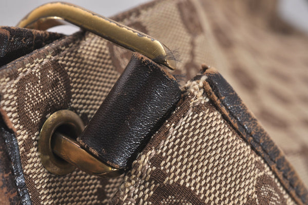 Authentic GUCCI Shoulder Cross Body Bag GG Canvas Leather 90656 Brown 6607J