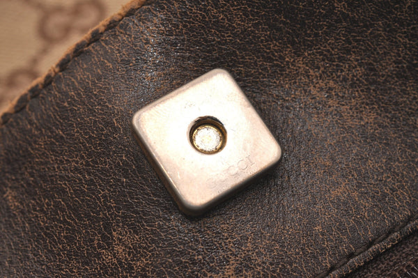 Authentic GUCCI Shoulder Cross Body Bag GG Canvas Leather 90656 Brown 6607J