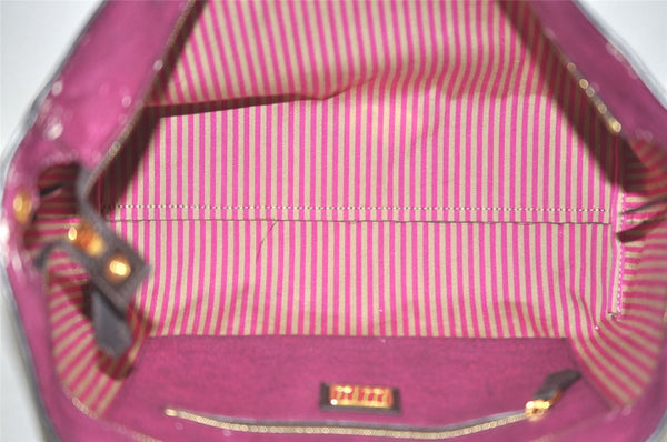 Authentic FENDI Zucca Vintage Shoulder Tote Bag PVC Leather Brown Black 6608I
