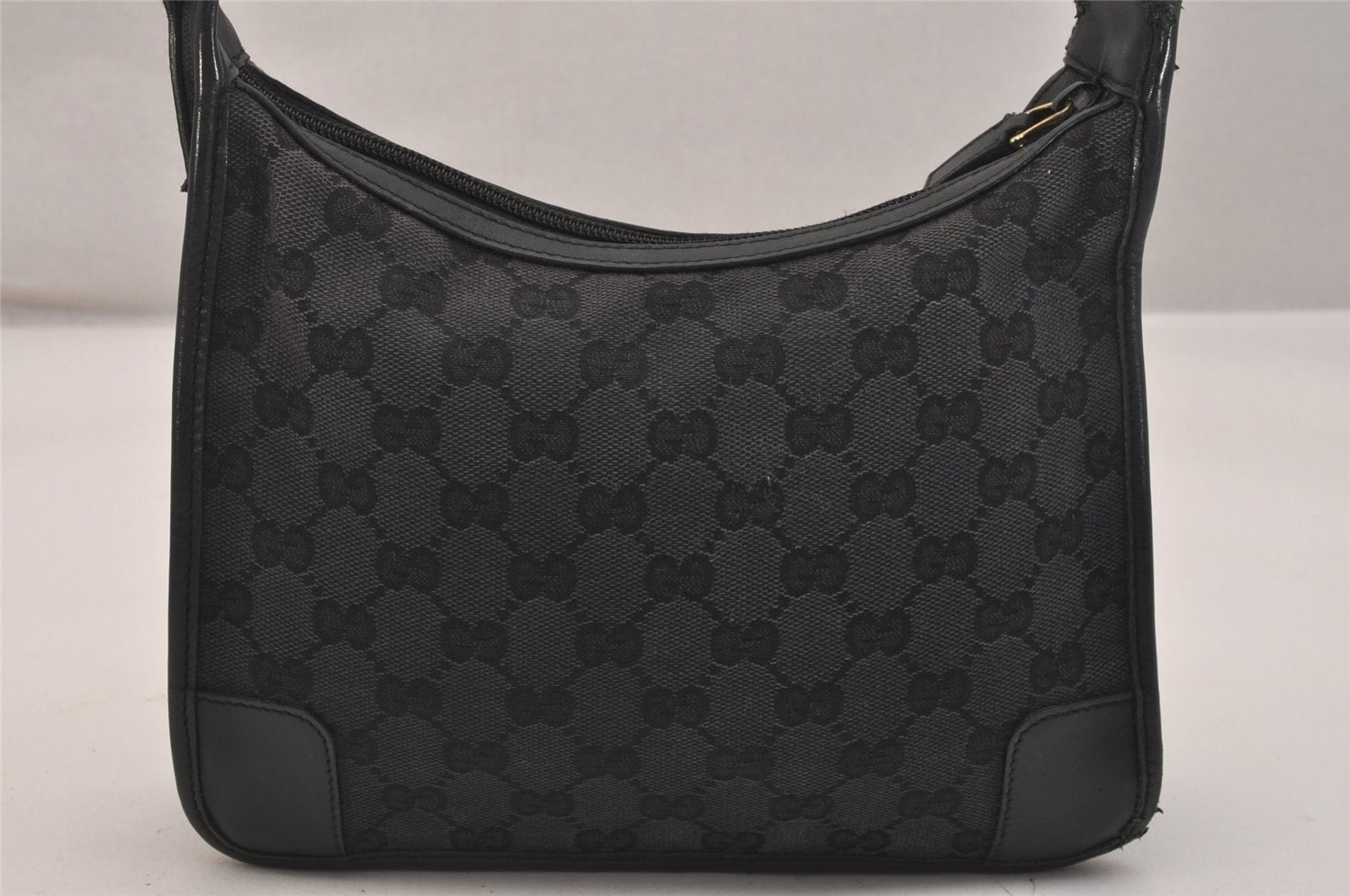 Authentic GUCCI Shoulder Hand Bag Purse GG Canvas Leather 0014206 Black 6608J