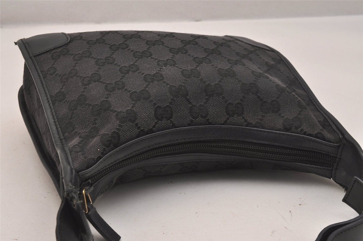 Authentic GUCCI Shoulder Hand Bag Purse GG Canvas Leather 0014206 Black 6608J