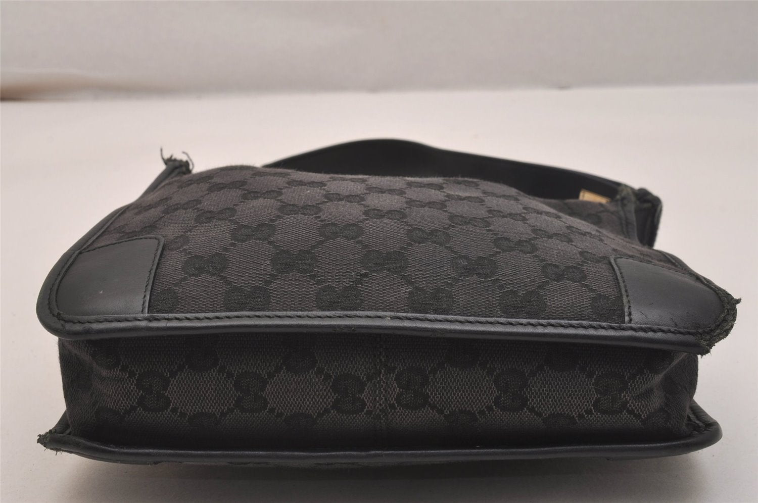 Authentic GUCCI Shoulder Hand Bag Purse GG Canvas Leather 0014206 Black 6608J