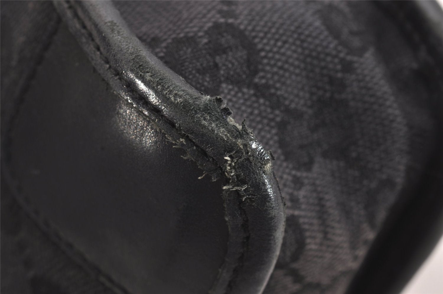 Authentic GUCCI Shoulder Hand Bag Purse GG Canvas Leather 0014206 Black 6608J