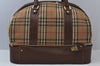 Authentic Burberrys Nova Check Canvas Leather Boston Hand Bag Beige 6609J