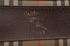 Authentic Burberrys Nova Check Canvas Leather Boston Hand Bag Beige 6609J