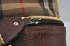 Authentic Burberrys Nova Check Canvas Leather Boston Hand Bag Beige 6609J