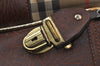 Authentic Burberrys Nova Check Canvas Leather Boston Hand Bag Beige 6609J