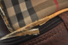 Authentic Burberrys Nova Check Canvas Leather Boston Hand Bag Beige 6609J