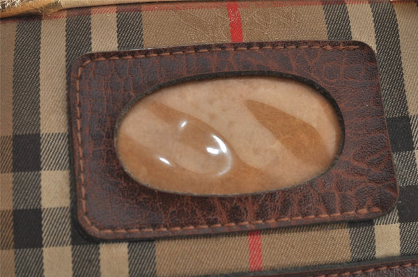 Authentic Burberrys Nova Check Canvas Leather Boston Hand Bag Beige 6609J