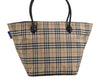 Authentic BURBERRY BLUE LABEL Check Shoulder Tote Bag Nylon Leather Beige 6613J