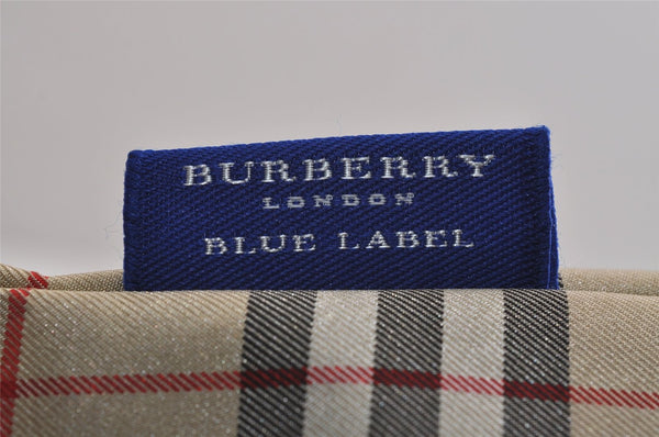 Authentic BURBERRY BLUE LABEL Check Shoulder Tote Bag Nylon Leather Beige 6613J