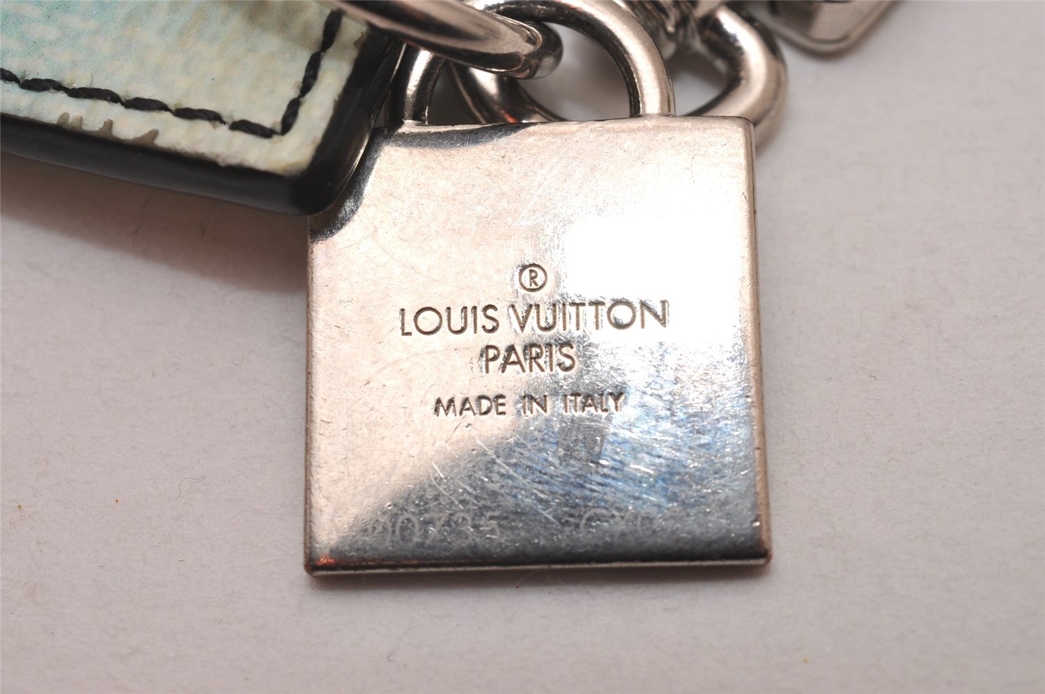 Authentic Louis Vuitton Porte Cles Damier Stripes Bag Charm M00735 Blue 6614I