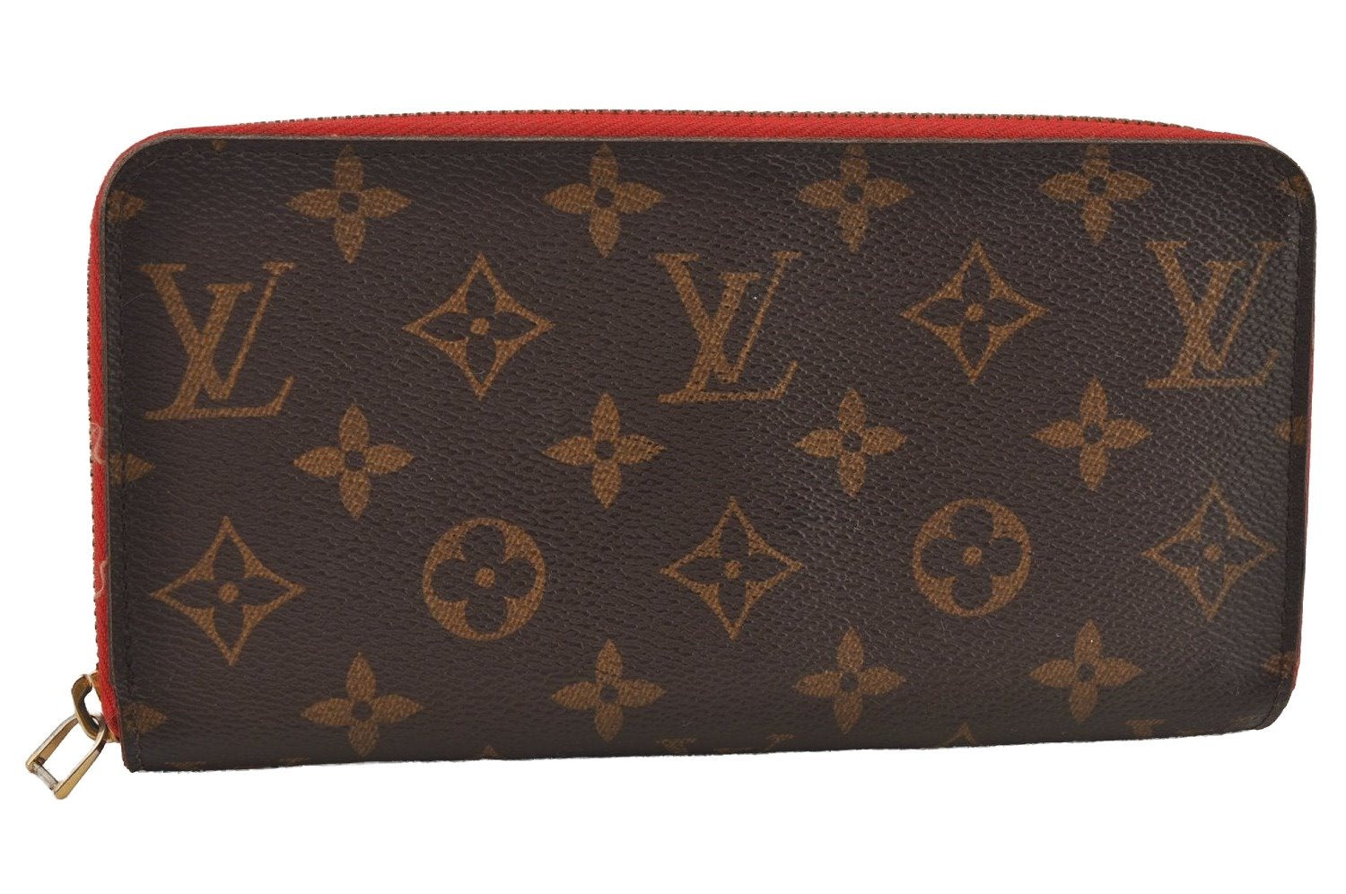 Authentic Louis Vuitton Monogram Zippy Wallet Long Purse Red M62402 LV 6614J