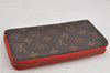 Authentic Louis Vuitton Monogram Zippy Wallet Long Purse Red M62402 LV 6614J