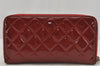 Authentic CHANEL Brilliant Enamel Matelasse Long Wallet Purse Bordeaux Red 6615J