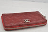 Authentic CHANEL Brilliant Enamel Matelasse Long Wallet Purse Bordeaux Red 6615J