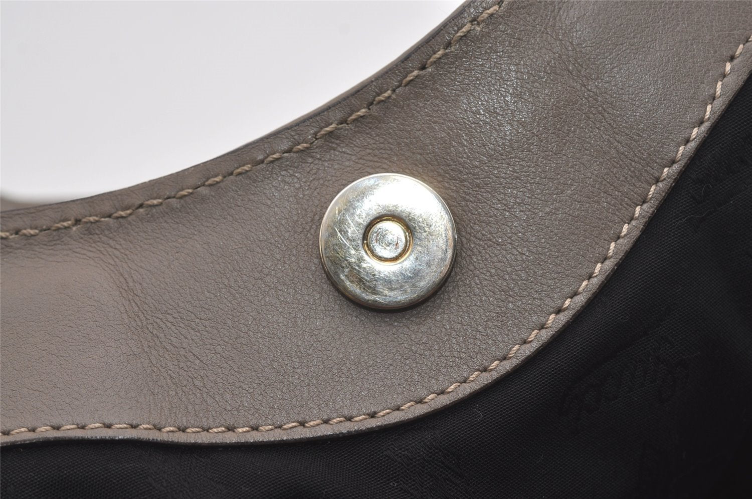 Authentic GUCCI Guccissima Sukey Shoulder Tote Bag GG Leather 211944 Gray 6616I