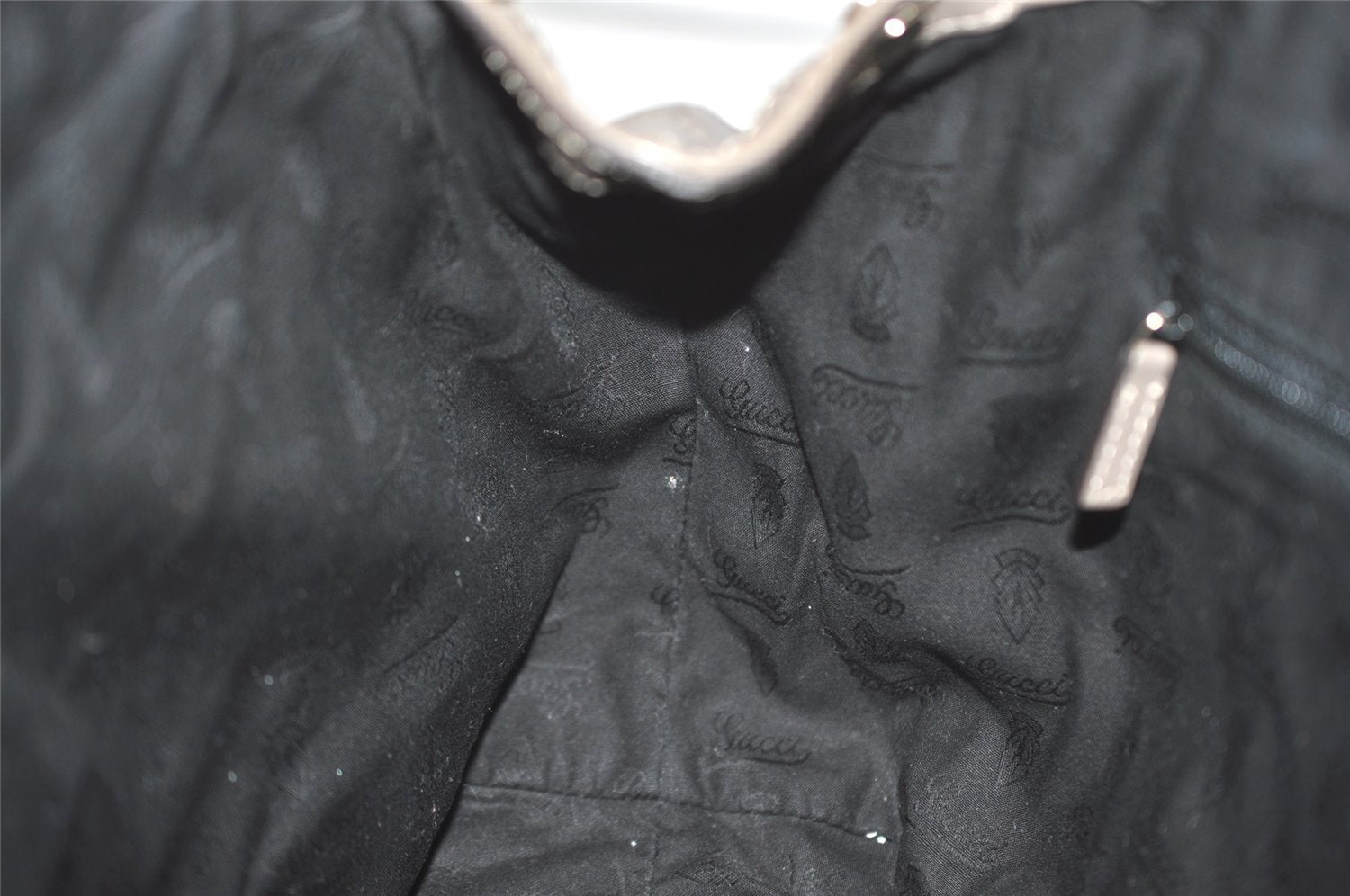 Authentic GUCCI Guccissima Sukey Shoulder Tote Bag GG Leather 211944 Gray 6616I