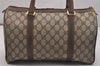 Authentic GUCCI Web Sherry Line Hand Boston Bag GG PVC Leather Brown 6617J