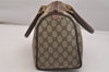 Authentic GUCCI Web Sherry Line Hand Boston Bag GG PVC Leather Brown 6617J