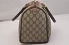 Authentic GUCCI Web Sherry Line Hand Boston Bag GG PVC Leather Brown 6617J