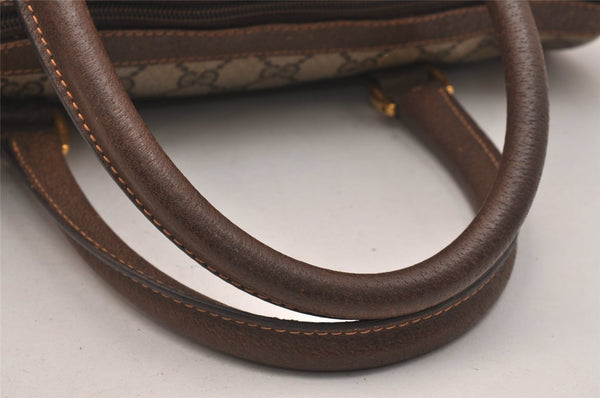 Authentic GUCCI Web Sherry Line Hand Boston Bag GG PVC Leather Brown 6617J