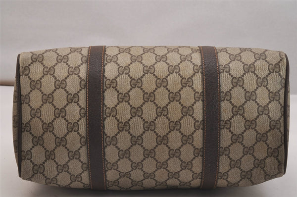 Authentic GUCCI Web Sherry Line Hand Boston Bag GG PVC Leather Brown 6617J
