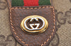 Authentic GUCCI Web Sherry Line Hand Boston Bag GG PVC Leather Brown 6617J