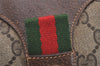 Authentic GUCCI Web Sherry Line Hand Boston Bag GG PVC Leather Brown 6617J