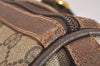 Authentic GUCCI Web Sherry Line Hand Boston Bag GG PVC Leather Brown 6617J