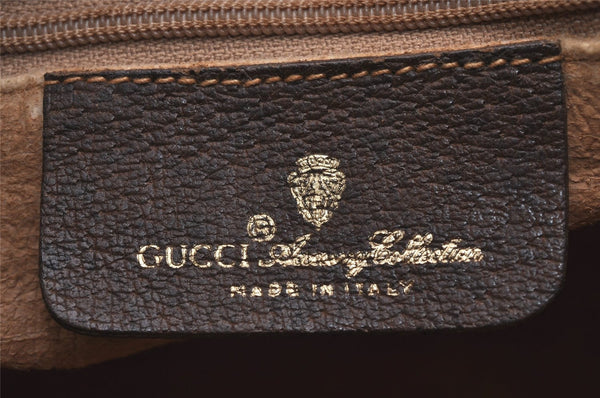 Authentic GUCCI Web Sherry Line Hand Boston Bag GG PVC Leather Brown 6617J