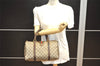 Authentic GUCCI Web Sherry Line Hand Boston Bag GG PVC Leather Brown 6617J