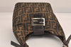 Authentic FENDI Vintage Zucca Shoulder Hand Bag Purse Canvas Leather Brown 6621M