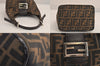 Authentic FENDI Vintage Zucca Shoulder Hand Bag Purse Canvas Leather Brown 6621M