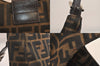 Authentic FENDI Vintage Zucca Shoulder Hand Bag Purse Canvas Leather Brown 6621M