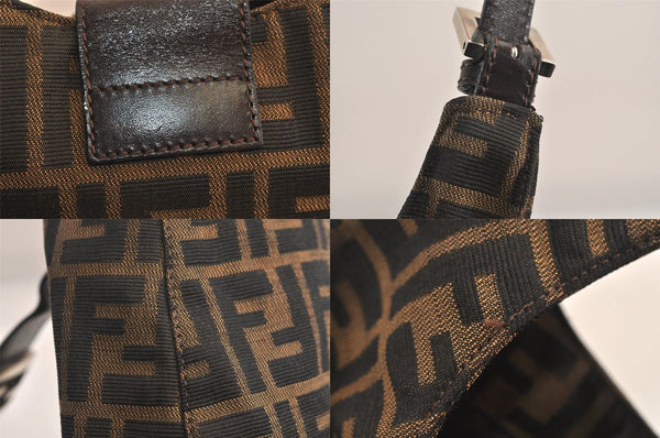 Authentic FENDI Vintage Zucca Shoulder Hand Bag Purse Canvas Leather Brown 6621M