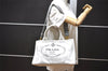 Authentic PRADA Vintage Canapa M Denim 2Way Shoulder Hand Bag White 6622I